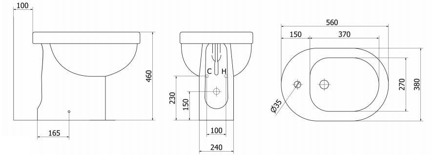 Керамическое биде с переливом Thermomat Senior 46 ARCH-00109261 - Вид №2