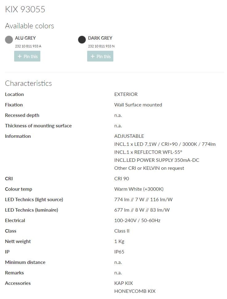 Регулируемый настенный светодиодный наружный прожектор Deltalight Kix ARCH-00072079 - Вид №9