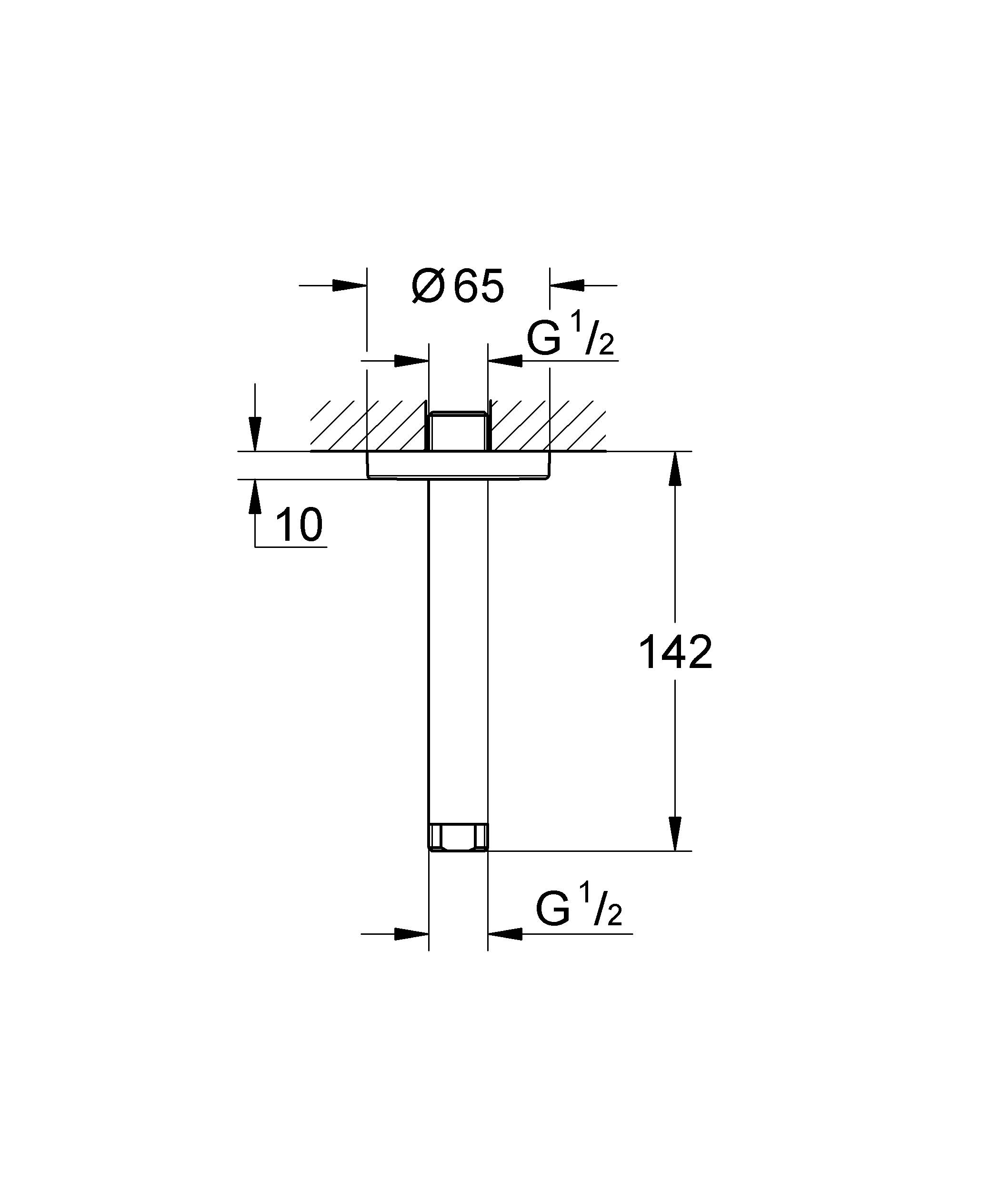Душевой кронштейн потолочный GROHE Rainshower, темный графит матовый (28724AL0) - Вид №1