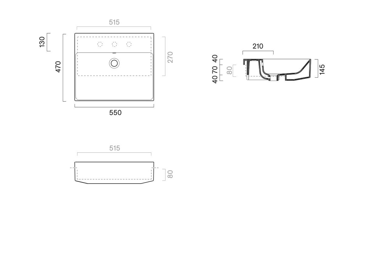 Прямоугольный одношаговый умывальник CERAMICA CATALANO ноль ARCH-00119036 - Вид №2