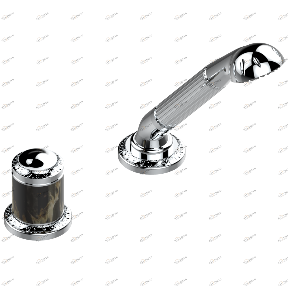 U95-6532/60A Смеситель керамический устанавливаемый на борту с ручным душем с ручкой одновременной регулировки – потока/температуры Thg-paris Malmaison Portoro Хром U95 6532/60A  A02 CAT.A