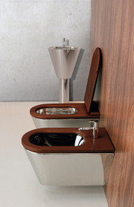 Подвесное биде из нержавеющей стали и дерева