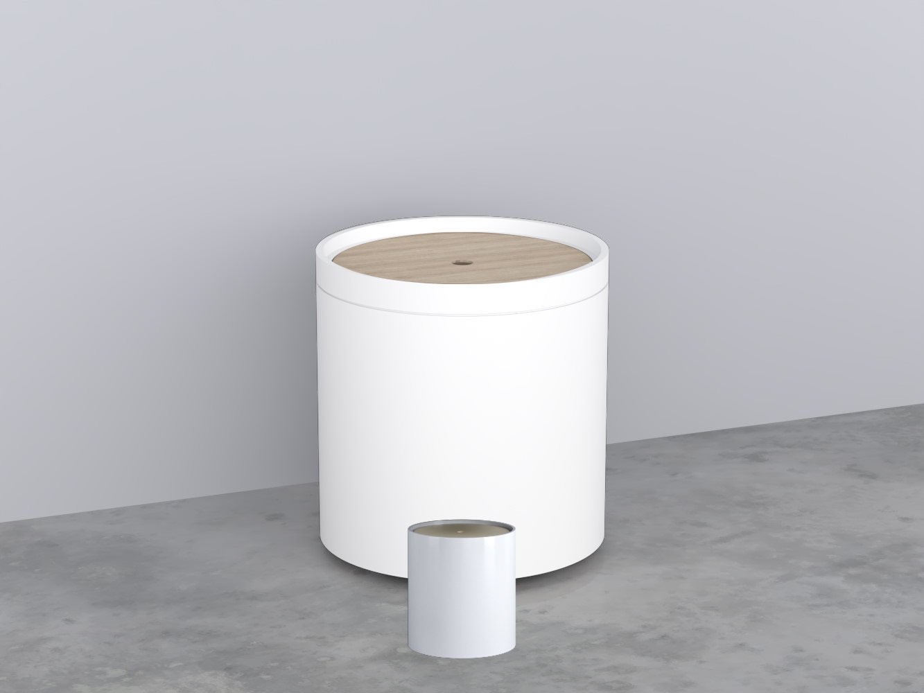 ELOT-BI+ELCTE-RS Otto Tondo: Пуф круглый из материала Livingtec на 4-х колесиках, с крышкой деревянной cielo Elle Ceramica Cielo 
