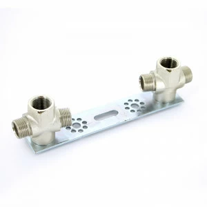 Корпус водорозетки обжим-В конус двойной проходной на планке TIEMME 1/2"х1/2"K