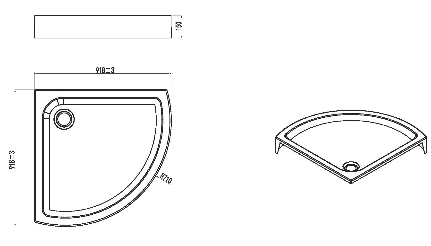 W83T-315-090W Solo Slide Поддон для душ. ограждения 90x90 белый акрил AM.PM Like - Вид №3