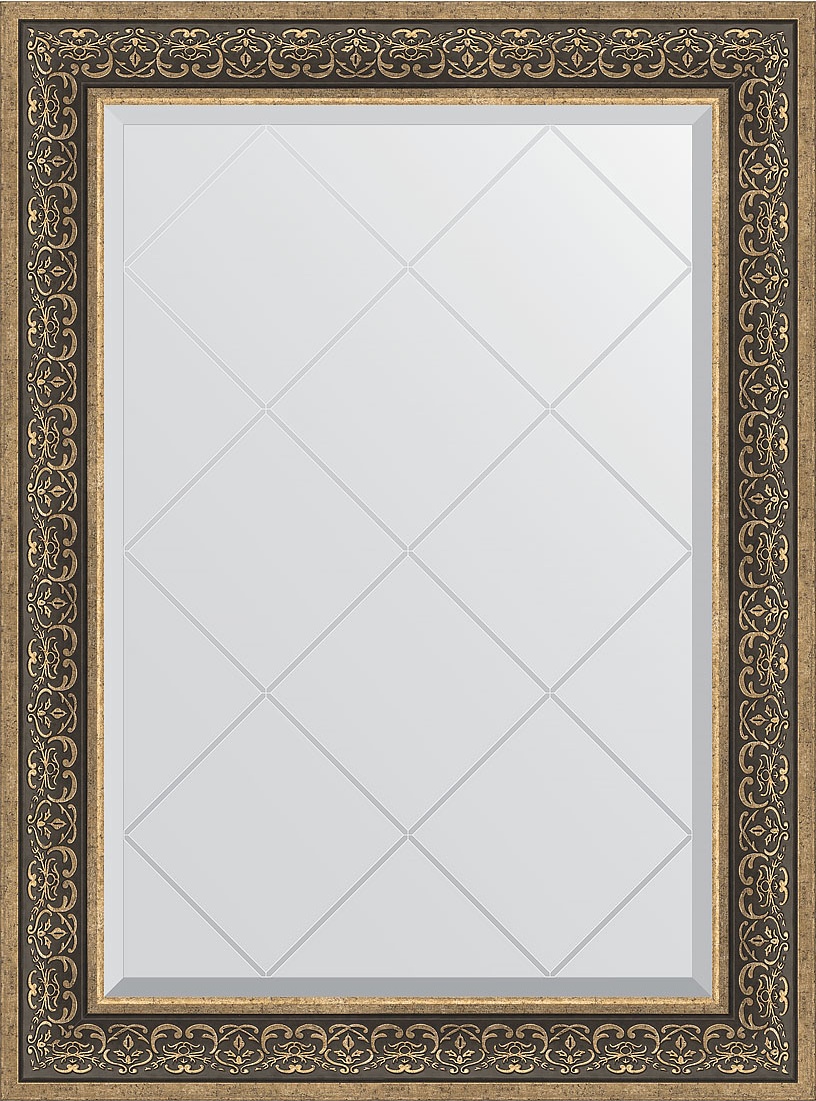 BY 4207 Зеркало с гравировкой в багетной раме - вензель серебряный 101 mm EVOFORM Exclusive-G