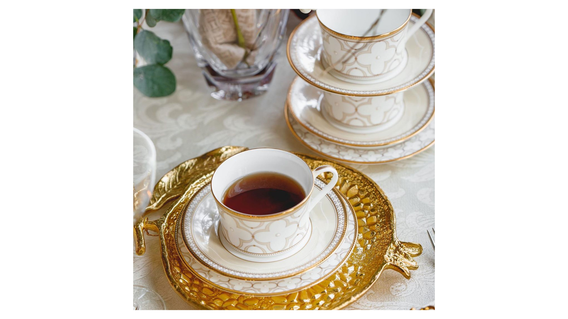 10665464 Noritake Набор из 6 чашек чайных с блюдцами Noritake "Трефолио,золотой кант" 225мл Фарфор костяной  - Вид №6