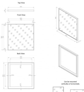 Квадратное зеркало с рамой стены
