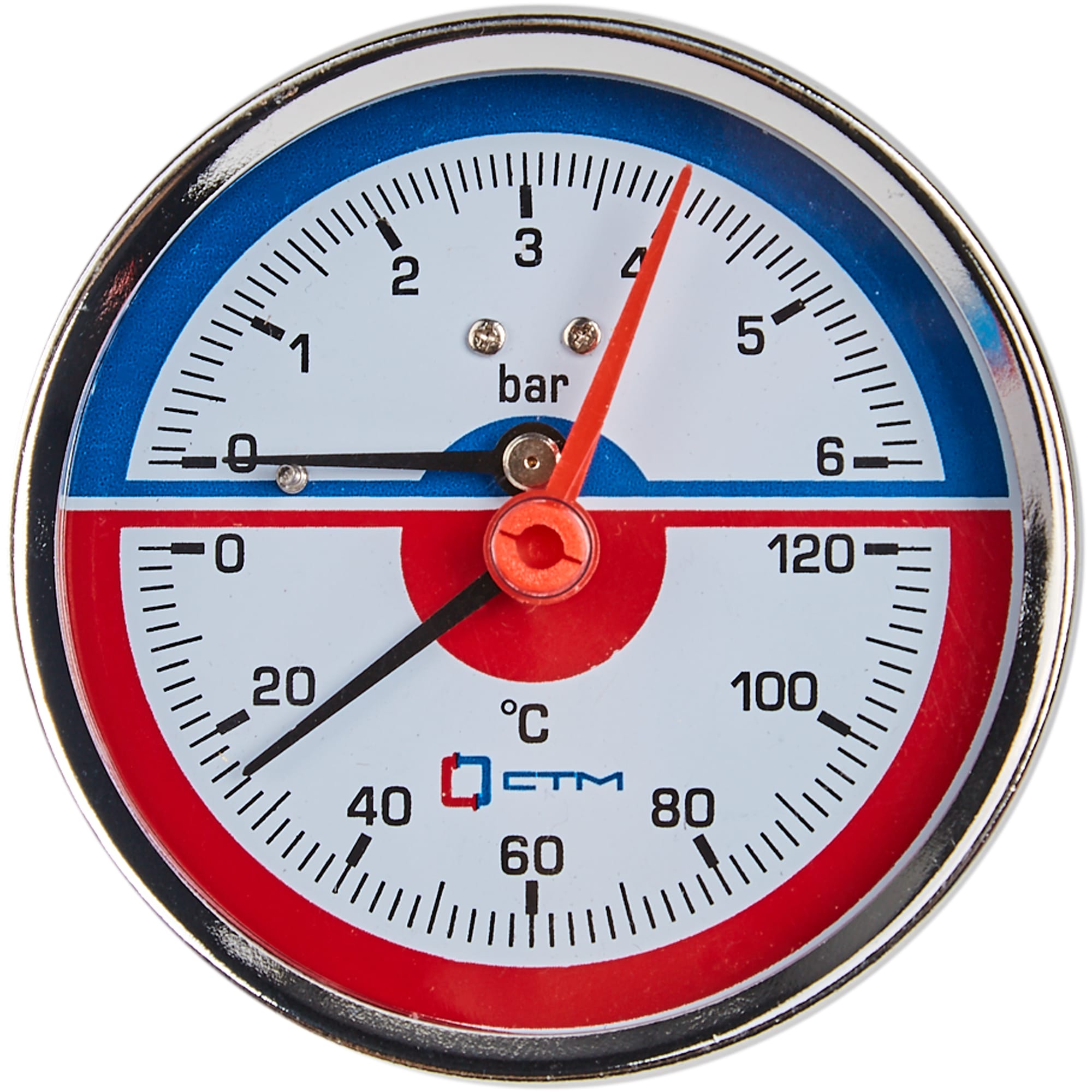 17955268 Термоманометр горизонтальный, 1/2", 120 град, 6 бар Santreyd 