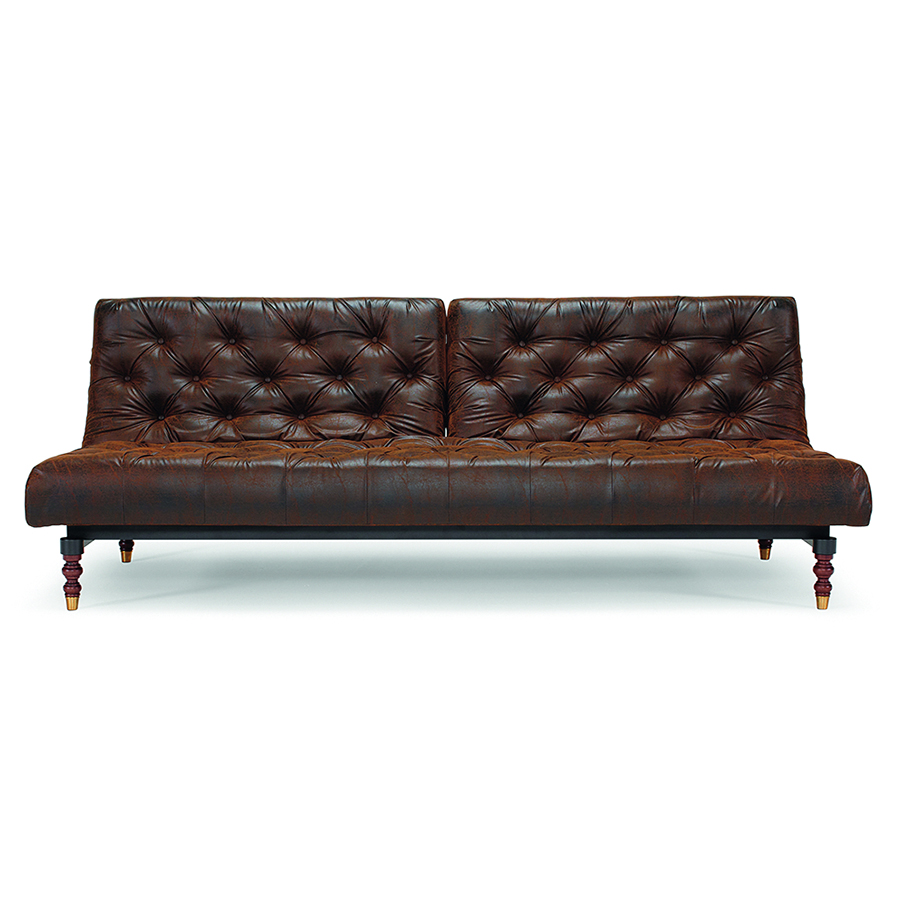 Диван Oldschool c ножками Retro из темного дерева и черной рамой, коричневый Innovation Living OLDSCHOOL461 - Вид №9