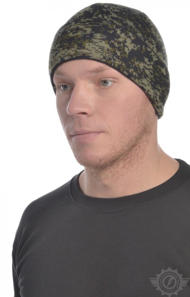 59657 Шапка вязаная камуфляж "Цифра" зеленая  Головные уборы  размер Спецодежда  - Вид №2