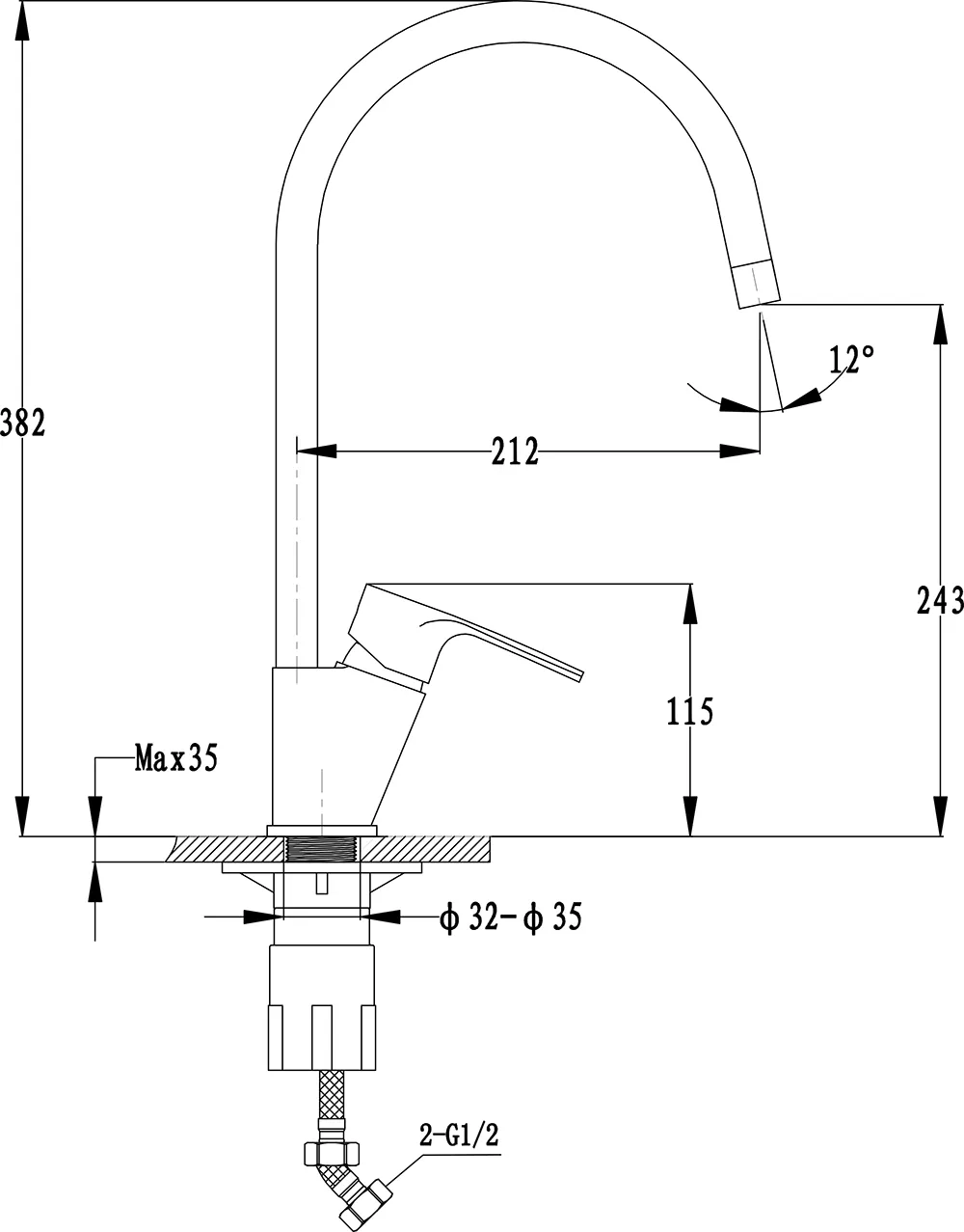 Кухонный смеситель 50235016 серый металлик GranFest Ewigstein - Вид №1