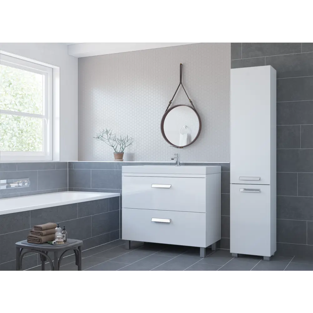 Тумба под раковину напольная Hilton 90 см цвет белый VIGO STLM-2090007 - Вид №4