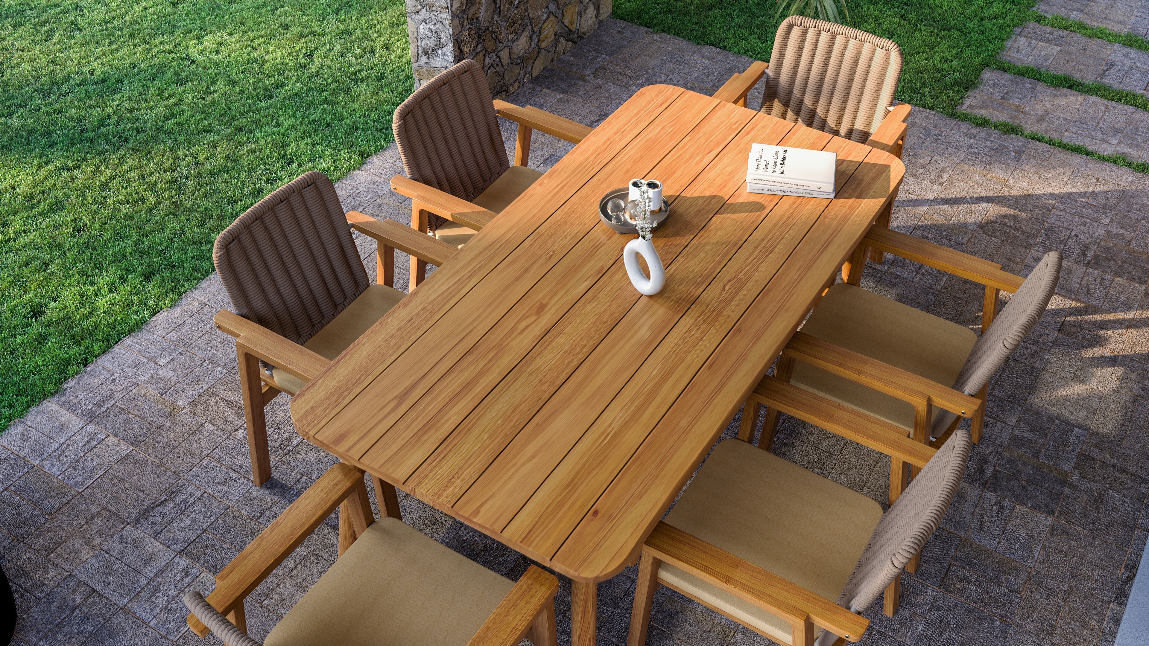 Стул для сада из тикового дерева с подлокотниками YAAZ Denk ARCH-00111223 - Вид №3