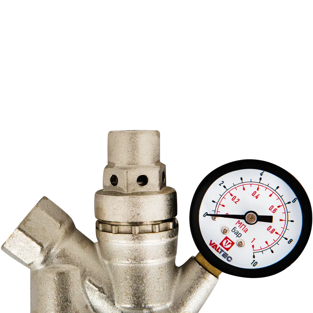 Редуктор давления Valtec с манометром 1/2", никелированная латунь VT.082.N.04 STLM-2085653 - Вид №2