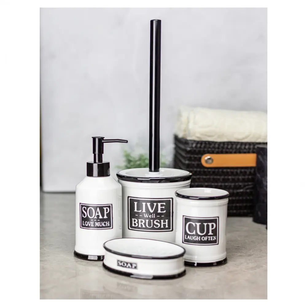 Ёршик для унитаза Bath Plus Bene W-CE2375AA-TOH керамика цвет белый с черными вставками STLM-2079439 - Вид №3