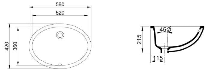 Овальная раковина с керамической столешницей с переливом Ceramica Dolomite AGORDO ARCH-00086762 - Вид №2