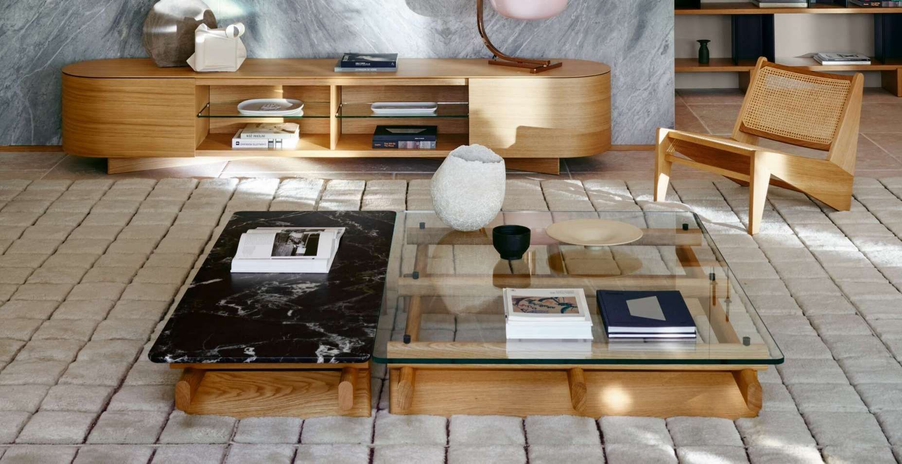 Низкий прямоугольный журнальный столик из дерева и стекла CASSINA Sengu ARCH-00119489 - Вид №10