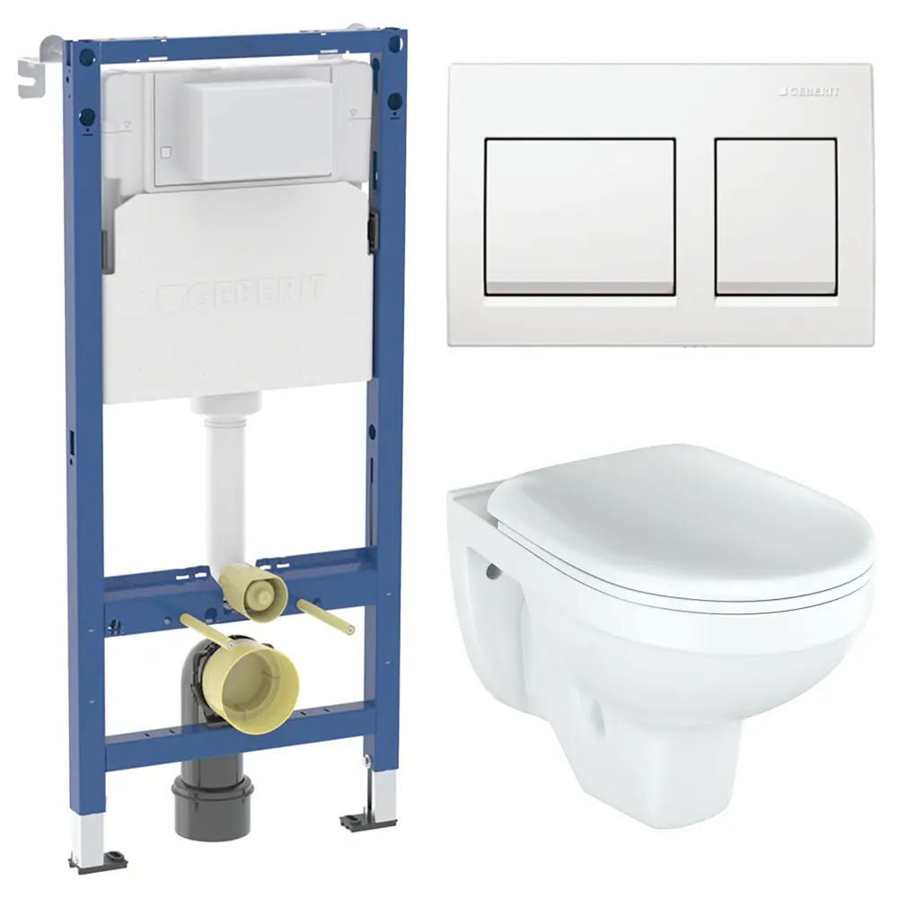 Комплект инсталляции Geberit Alpha с унитазом тип ободка закрытый Rosa Рио клавиша Geberit Alpha белая STLM-2153524