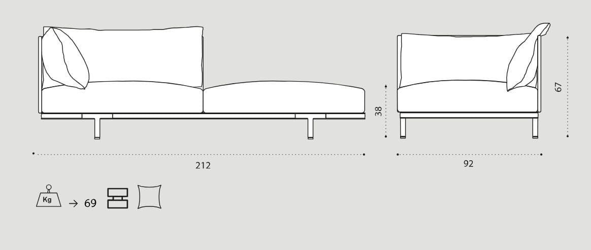 Ткань сад диван с полуостровом Ethimo залив ARCH-00123302 - Вид №4