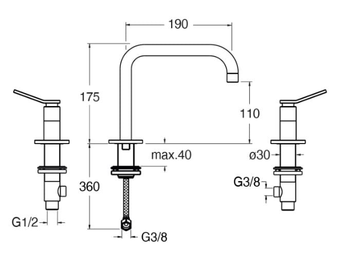 Смеситель для раковины без слива CRISTINA Rubinetterie East Side ARCH-00145252 - Вид №2
