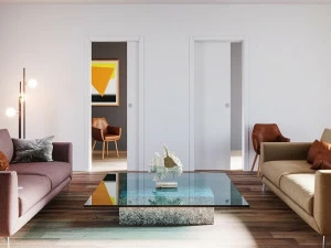 Ermetika Две противоположные выдвижные двери в едином подрамнике