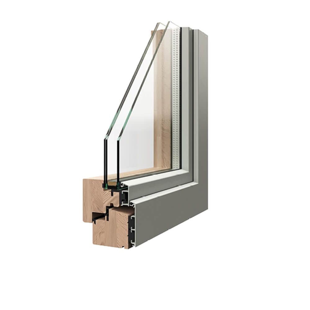 Алюминиевое деревянное створчатое окно Caiframe SOLID ARCH-00033387 - Вид №1