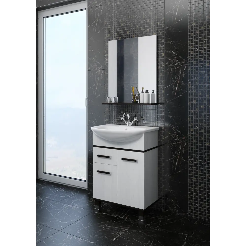 Зеркало «Элеганс» с полкой 65х72 см цвет светлое дерево Santreyd STLM-2079401 - Вид №2