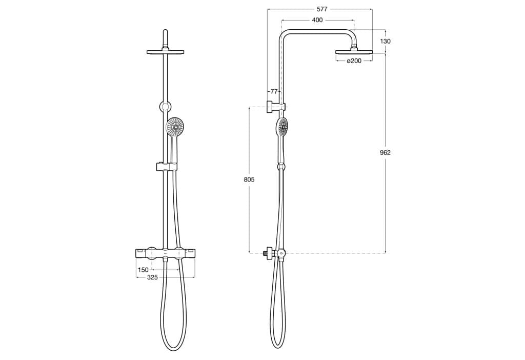 Термостатическая настенная душевая колонна с ручным душем Roca Виктория ARCH-00152227 - Вид №2