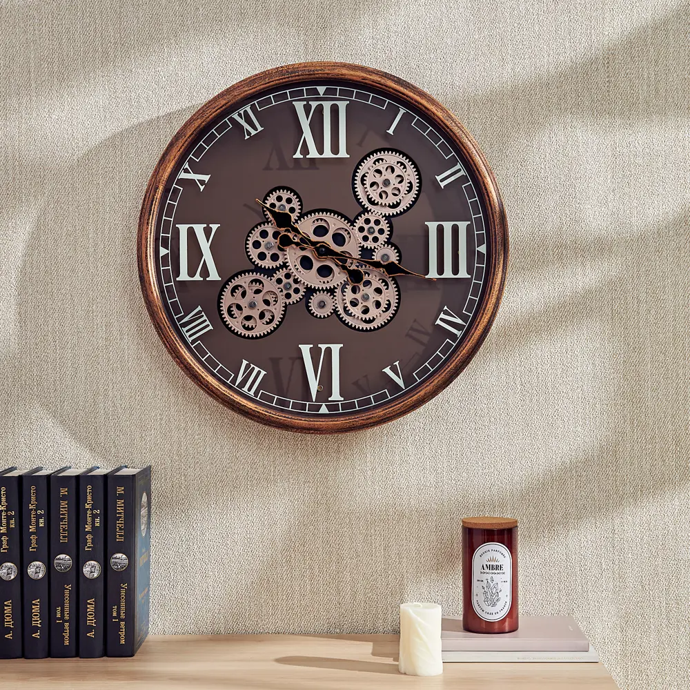 Часы настенные Dream River Шестеренки GH61293 круглые МДФ цвет коричневый бесшумные ø44 Осень STLM-2164932 - Вид №4