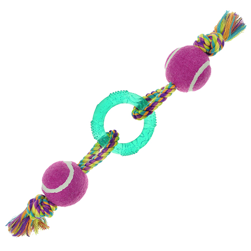 ПР0048488 Игрушка для собак Dogicorn Кольцо с теннисными мячами на канате 37 см CHOMPER 