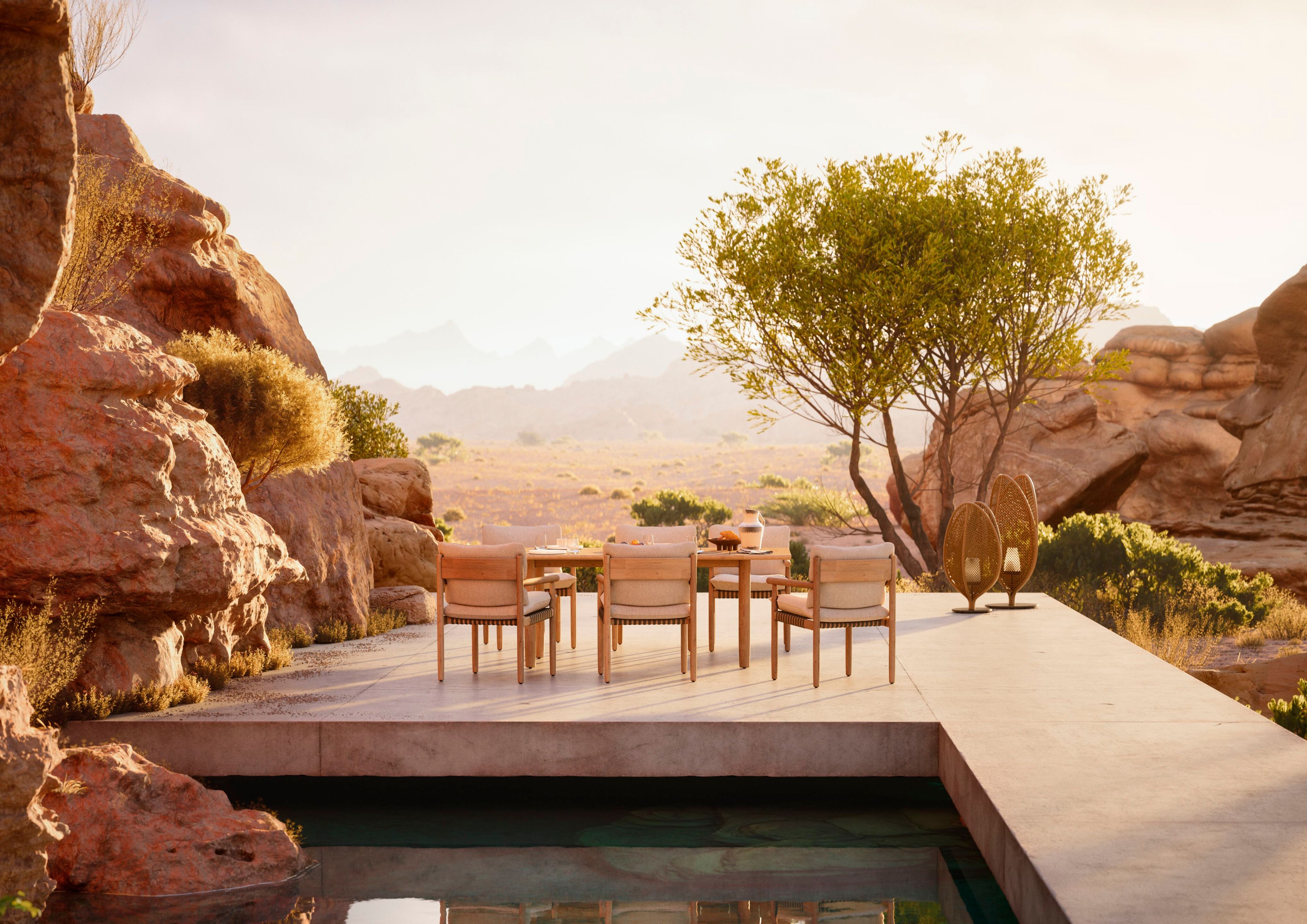 Садовый стул из тикового дерева и ткани с подлокотниками DEDON TIBBO ARCH-00125586 - Вид №8