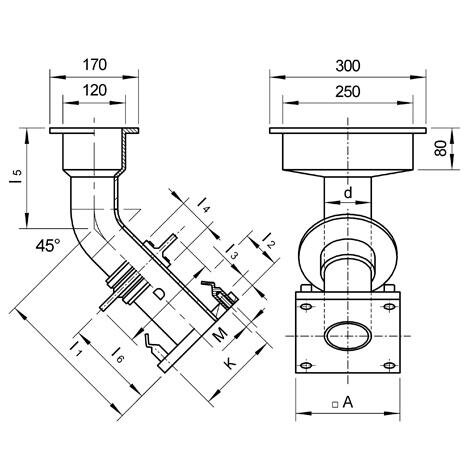 SANIT 127447070032 Канал слив ПЭ, под углом 45 °, односторонний фланец, муфта анкеры из нержавеющей стали V4A  - Вид №1