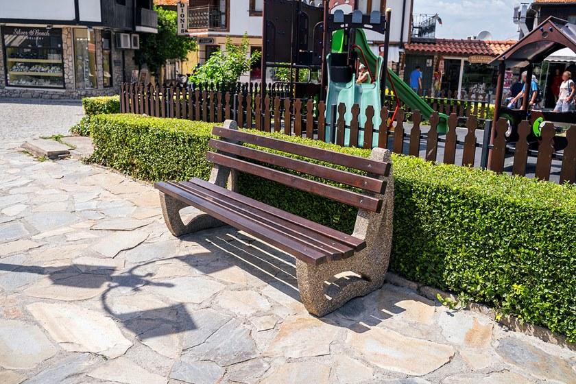 ENCHO ENCHEV - ETE Скамейка из бетона и дерева со спинкой  39  - Вид №12