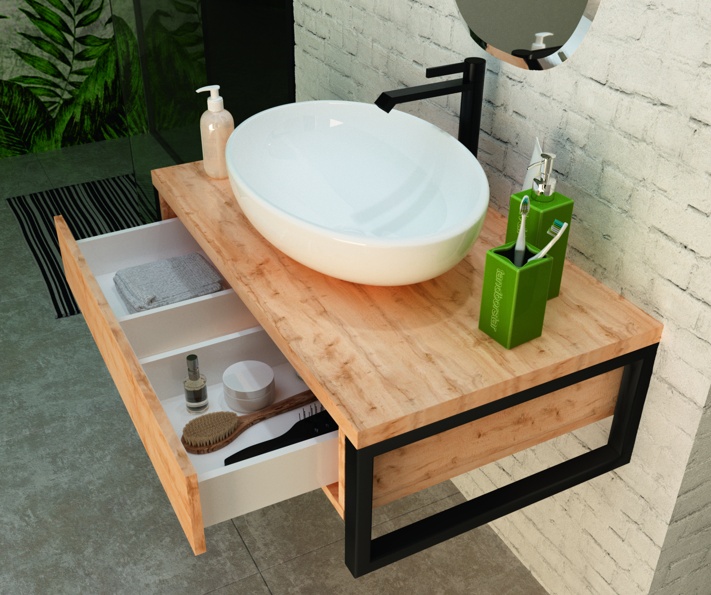 У85842 Тумба GRUNGE LOFT 80П 1в.я Дуб Вотан 1 Marka GRUNGE LOFT  - Вид №2