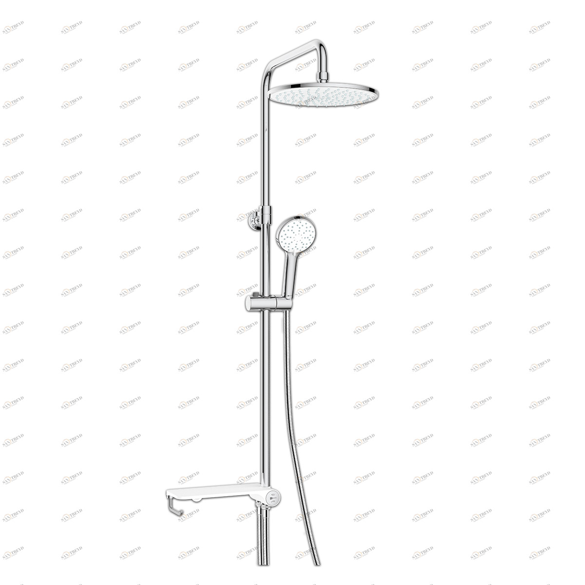 LM8810C Душевой гарнитур LM8810С с полкой, без смесителя, c верхн. лейкой "Тропический дождь", хром LEMARK 
