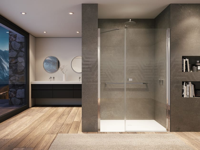 Стеклянная ниша душевая кабина с распашной дверью Provex Industrie Kombi ARCH-00012672