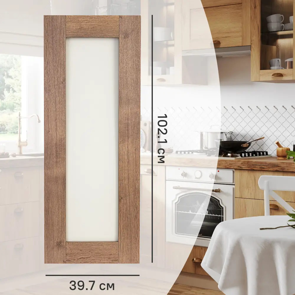 Фасад-витрина кухонного шкафа Рошаль 39.7x102.1 см KONSENSA ЛДСП цвет темное дерево STLM-2201242