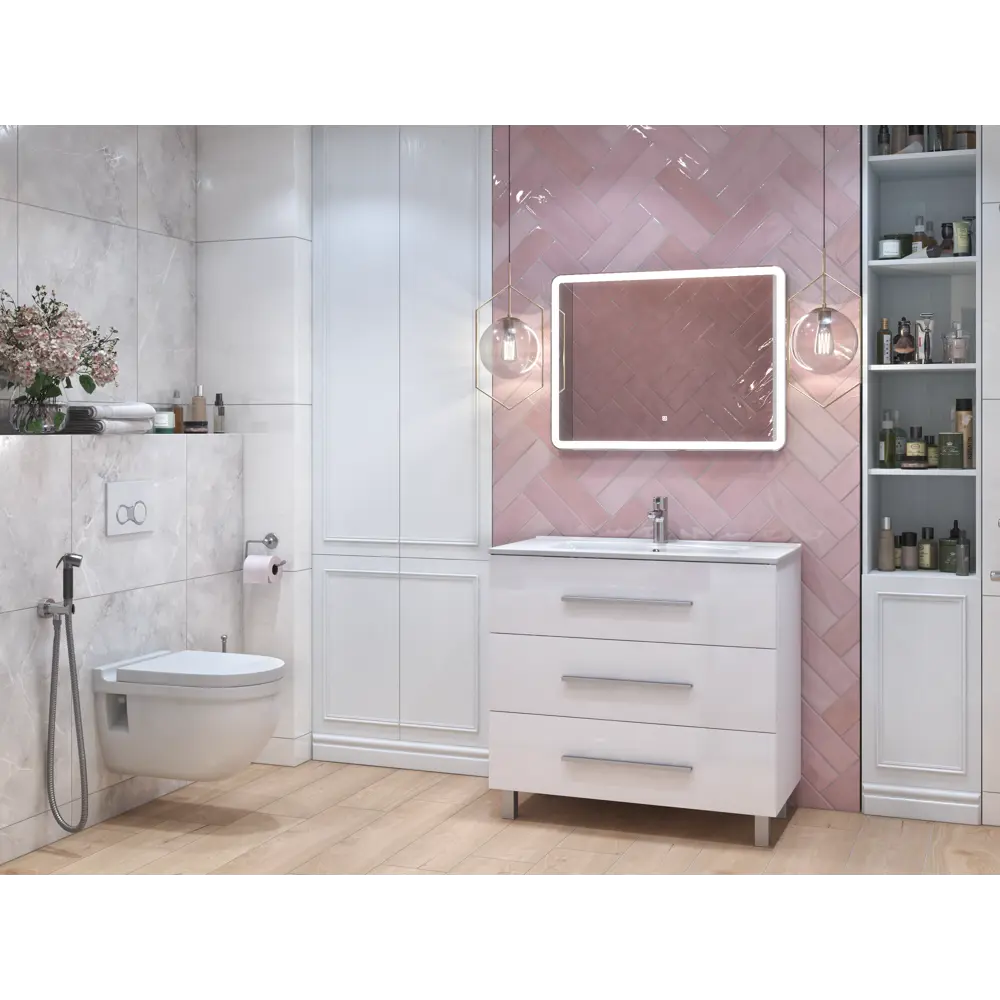 Тумба под раковину напольная Vigo Yuma 90 см цвет белый STLM-2148943 - Вид №6