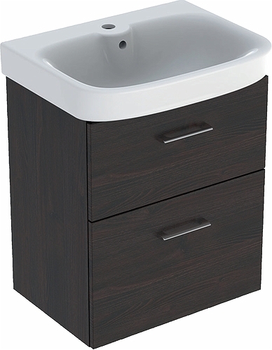 9616731001 Комплект умывальника IDO Glow Square с основанием для умывальника, два ящика, Ш = 600 мм, Ш1 = 600 мм, Т = 377, темно-коричневый  - Вид №4
