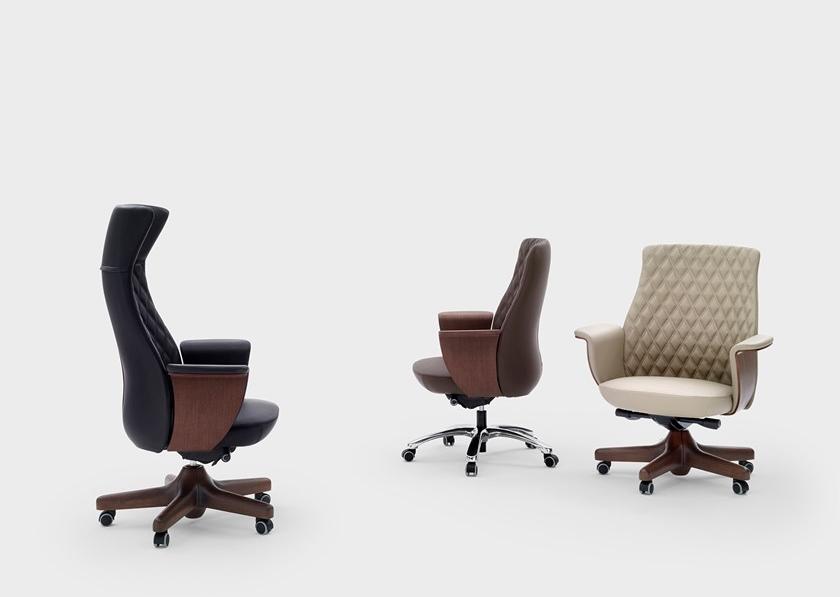 Viganò Кресло руководителя в коже с 5 спицами на колесах Charme sun-id-1361612 - Вид №2