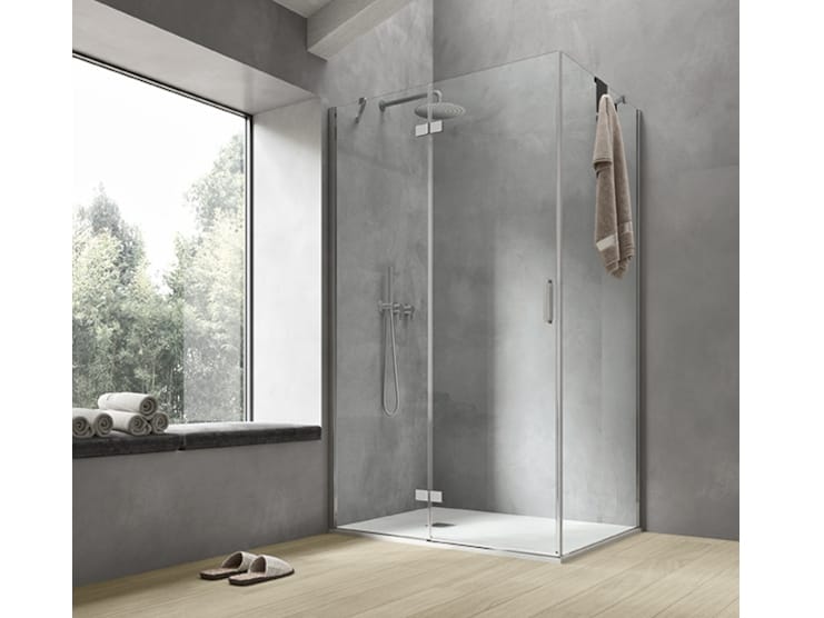 Стеклянная угловая душевая кабина с распашной дверью Gruppo Geromin Baly ARCH-00019069