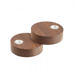 98411 Подсвечник для высоких свечей, круглый 9х5см, набор 2шт,мореный дуб;LIND DNA