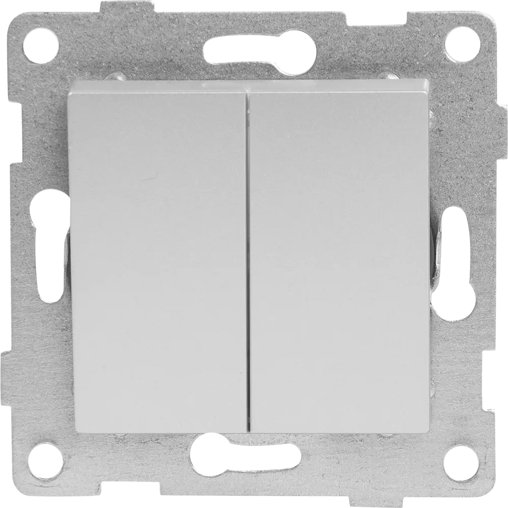 Выключатель GUSI Electric двухклавишный серебристый для современного интерьера 83864226 Ugra STLM-0045161 - Вид №1