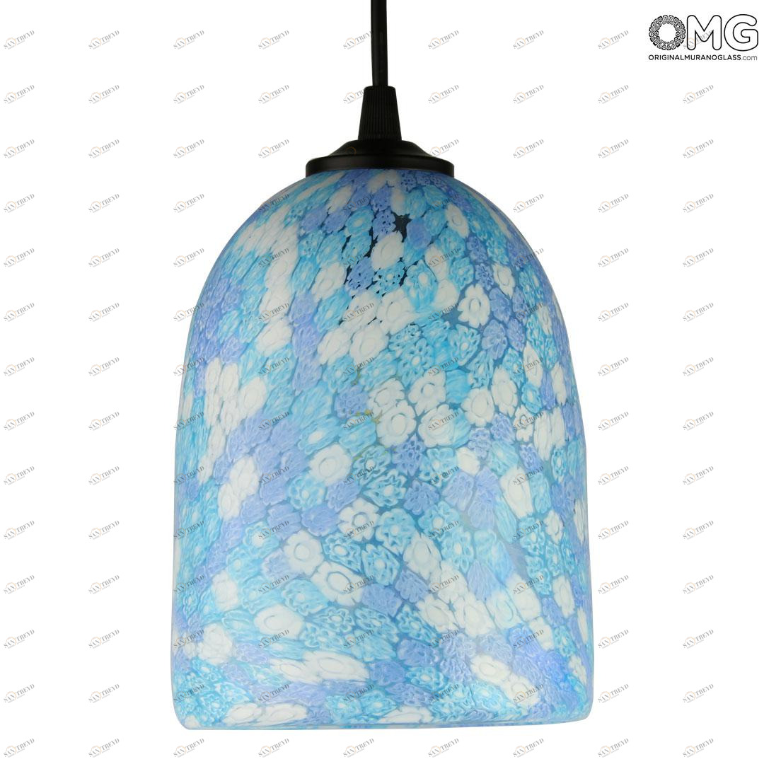 4047 ORIGINALMURANOGLASS Потолочный светильник Миллефиори светло-голубой - муранское стекло OMG 12 см 