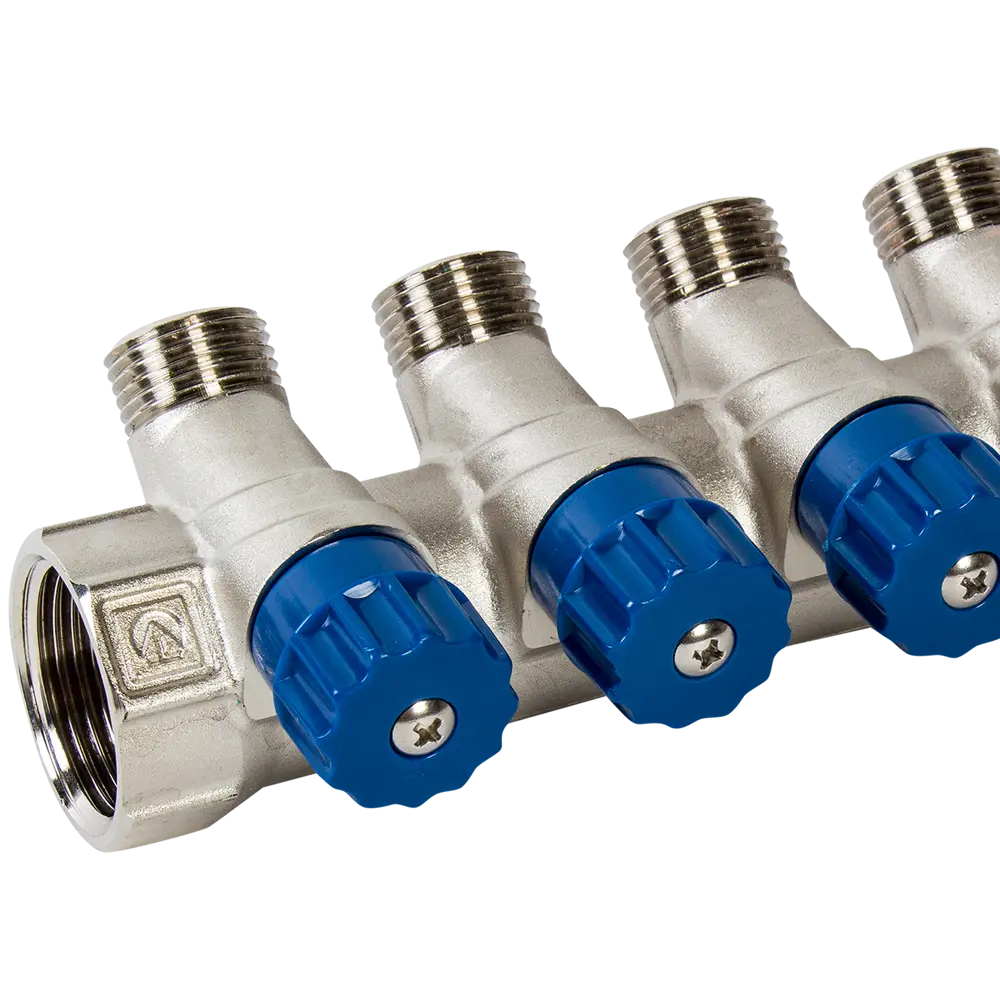 Коллектор с регулирующими вентилями и наружной резьбой Valtec на 4 выхода 1"x1/2" VTc.560.N.0604 STLM-2118705 - Вид №1