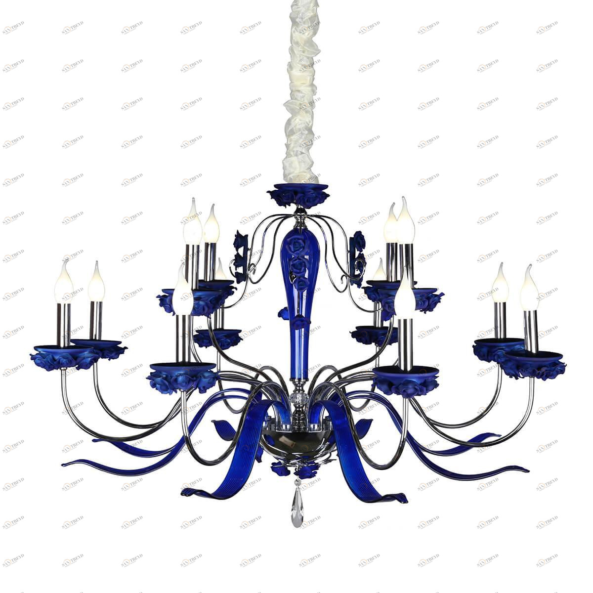 Подвесная люстра Omnilux Muntiggioni OML-70403-12 синяя OMNILUX ДИЗАЙНЕРСКИЕ, MUNTIGGIONI CHROME, ДВУХЪЯРУСНЫЕ 188403 Синий 