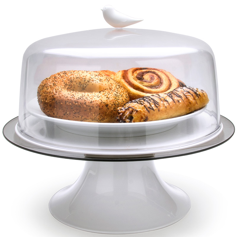 QL10189-WH Тортовница sparrow белая Qualy 