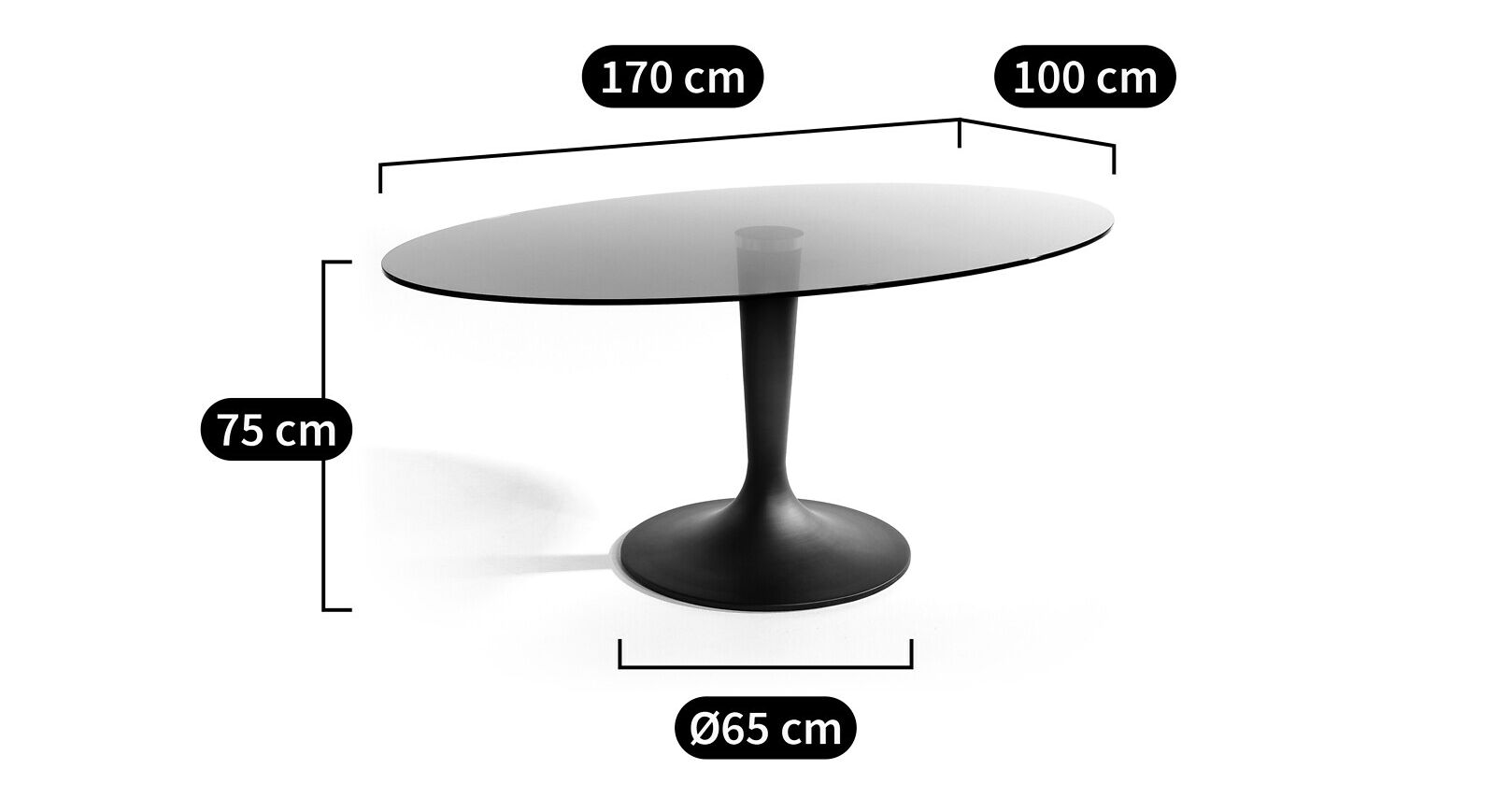 Овальный стол из закаленного стекла AMPM SEONA ARCH-00038840 - Вид №4
