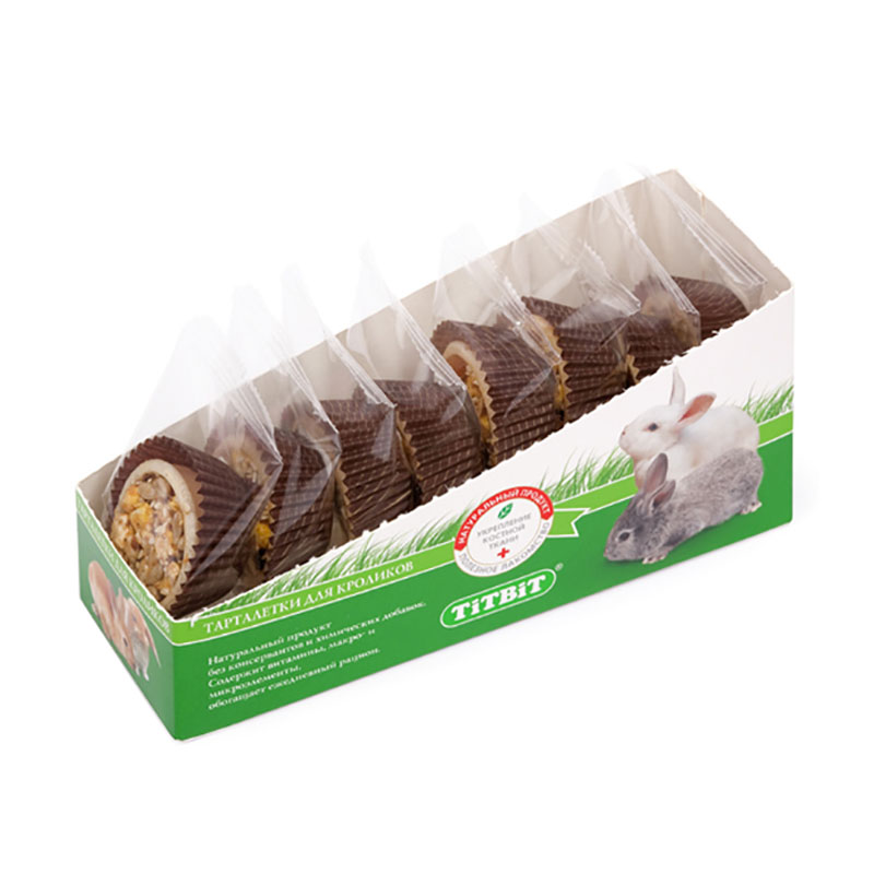 ПР0053574 Лакомство для кроликов Тарталетки с яблоком и манго ш/бокс 8шт TITBIT 